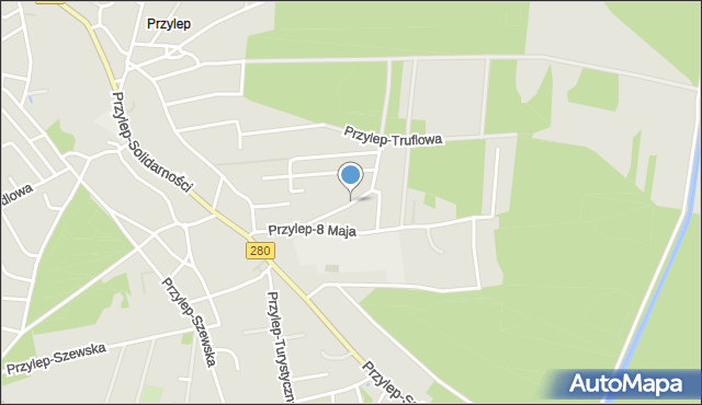 Zielona Góra, Przylep-Orzechowa, mapa Zielona Góra