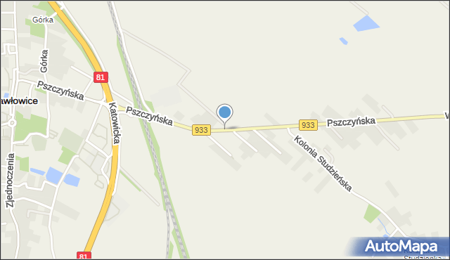 Pawłowice powiat pszczyński, Pszczyńska, mapa Pawłowice powiat pszczyński