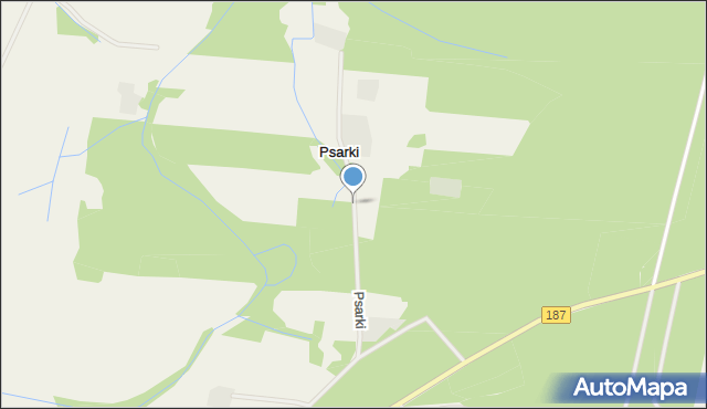 Psarki gmina Pniewy, Psarki, mapa Psarki gmina Pniewy