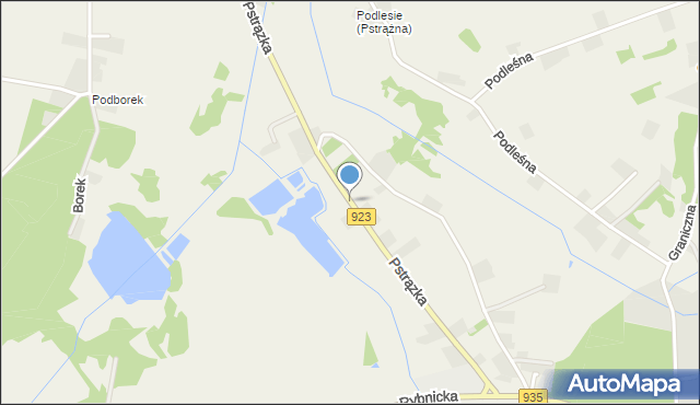 Rzuchów gmina Kornowac, Pstrązka, mapa Rzuchów gmina Kornowac