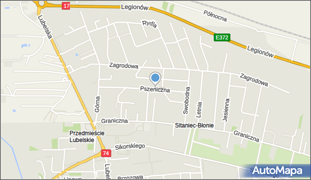 Zamość, Pszeniczna, mapa Zamościa