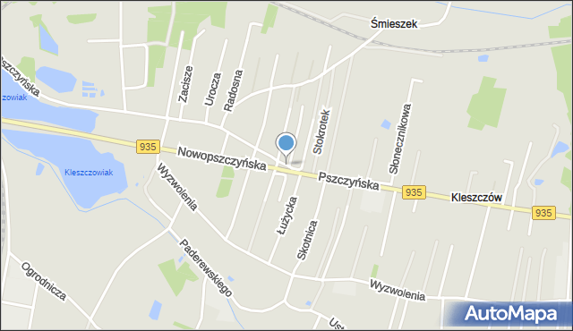 Żory, Pszczyńska, mapa Żor