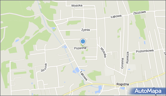 Żory, Pszenna, mapa Żor