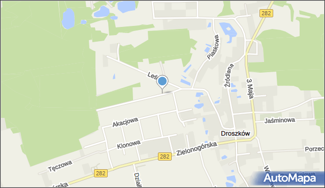 Droszków gmina Zabór, Ptasia, mapa Droszków gmina Zabór
