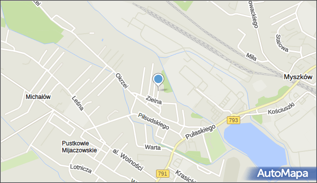 Myszków, Ptasia, mapa Myszków