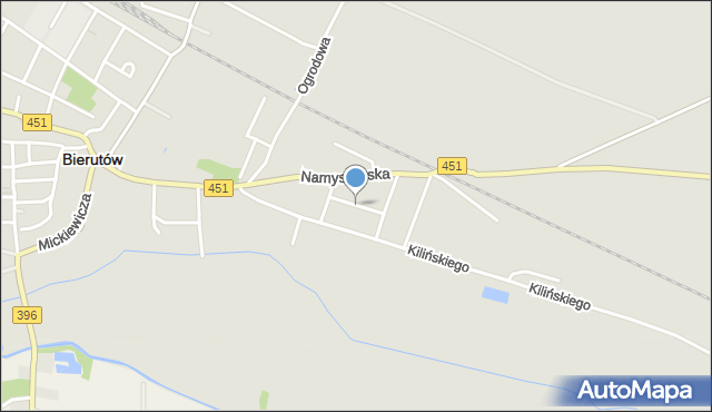 Bierutów, Pułaskiego Kazimierza, gen., mapa Bierutów