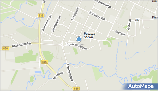 Biłgoraj, Puszcza Solska, mapa Biłgoraj