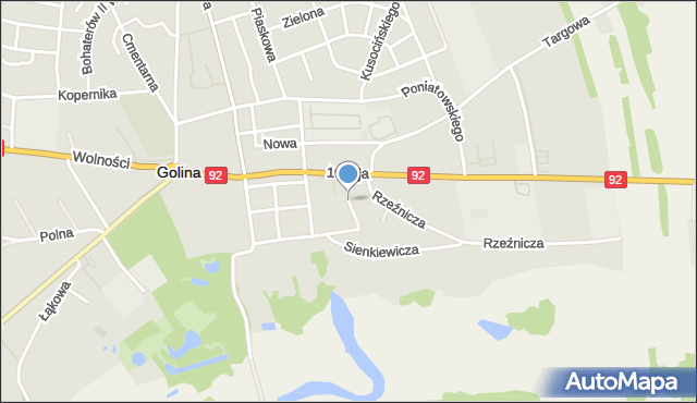 Golina powiat koniński, Pułaskiego, mapa Golina powiat koniński