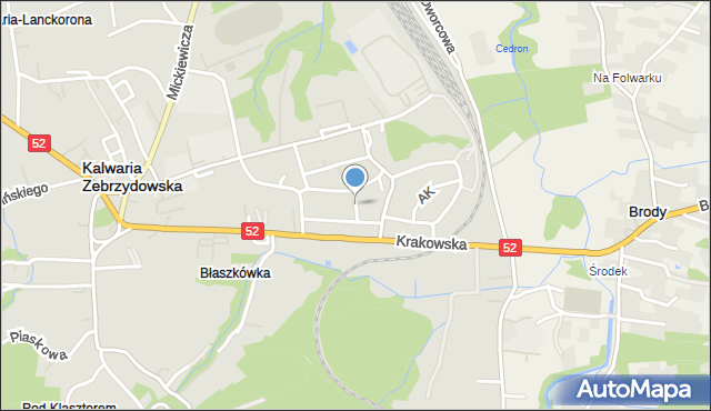 Kalwaria Zebrzydowska, Pułaskiego Kazimierza, gen., mapa Kalwaria Zebrzydowska