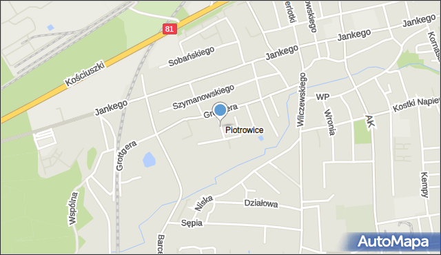 Katowice, Puchacza, mapa Katowic