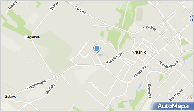 Kraśnik, Pułaskiego Kazimierza, gen., mapa Kraśnik