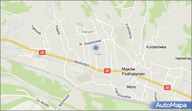 Maków Podhalański, Pułaskiego Kazimierza, gen., mapa Maków Podhalański