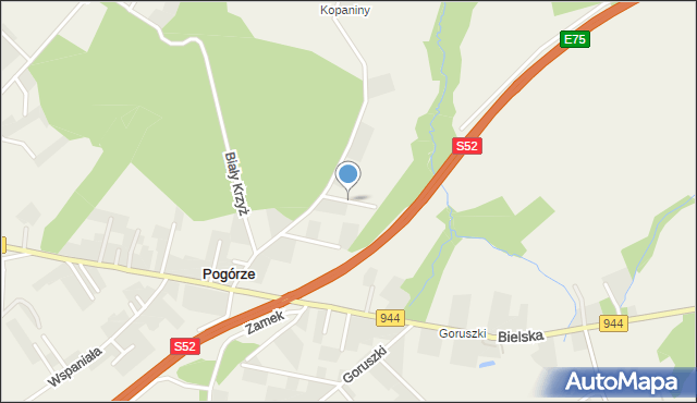 Pogórze gmina Skoczów, Pustki, mapa Pogórze gmina Skoczów