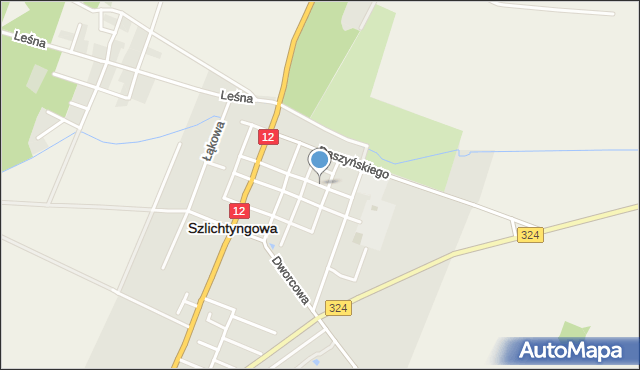 Szlichtyngowa, Pułaskiego, mapa Szlichtyngowa