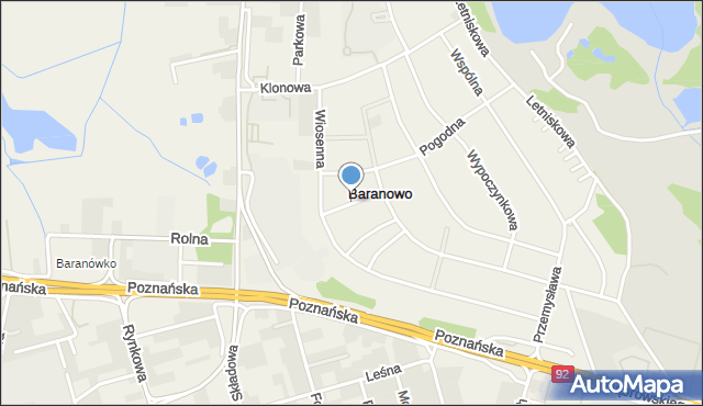Baranowo gmina Tarnowo Podgórne, Radosna, mapa Baranowo gmina Tarnowo Podgórne