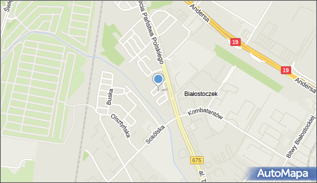 Białystok, Racławicka, mapa Białegostoku