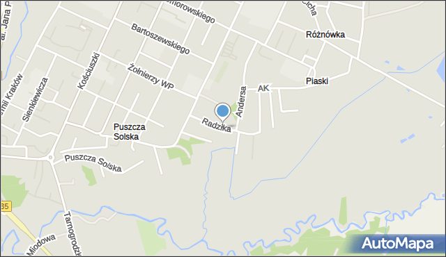 Biłgoraj, Radzika Antoniego, mapa Biłgoraj