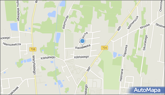 Brzeziny, Racławicka, mapa Brzeziny