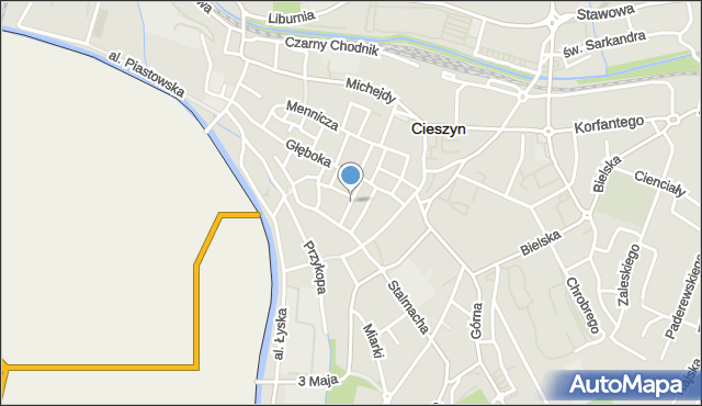 Cieszyn, Ratuszowa, mapa Cieszyna