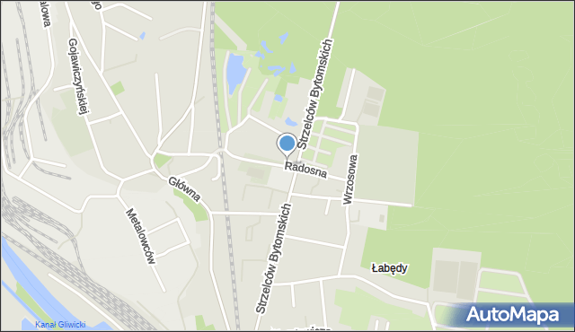 Gliwice, Radosna, mapa Gliwic