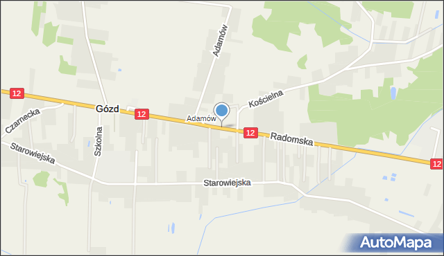 Gózd powiat radomski, Radomska, mapa Gózd powiat radomski