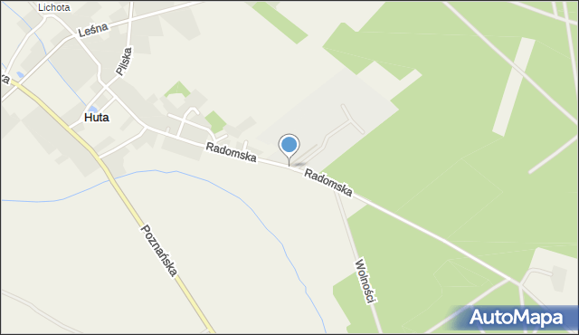 Huta gmina Czarnków, Radomska, mapa Huta gmina Czarnków