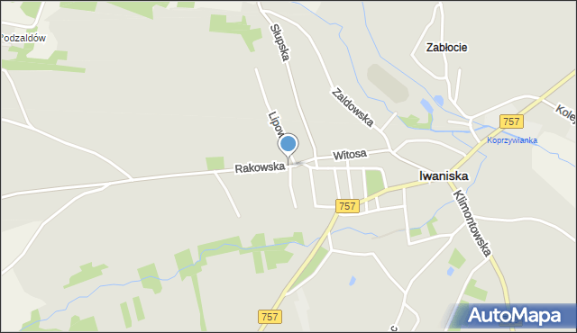 Iwaniska, Rakowska, mapa Iwaniska