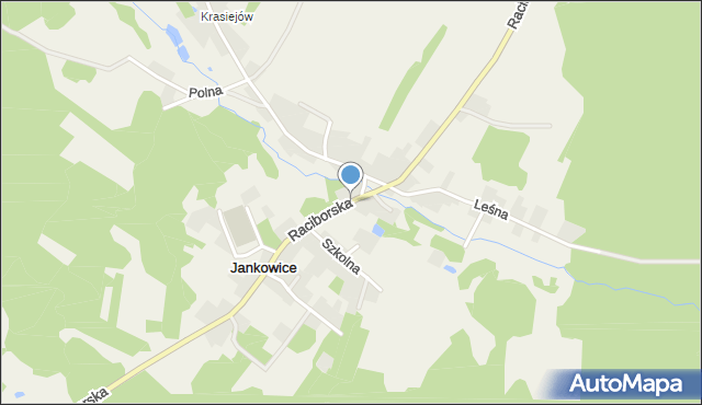 Jankowice gmina Kuźnia Raciborska, Raciborska, mapa Jankowice gmina Kuźnia Raciborska