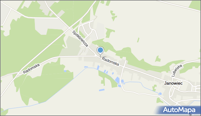 Janowiec powiat puławski, Radomska, mapa Janowiec powiat puławski