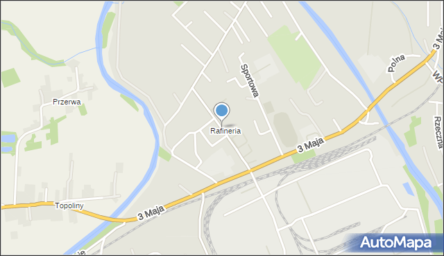 Jasło, Rafineryjna, mapa Jasła