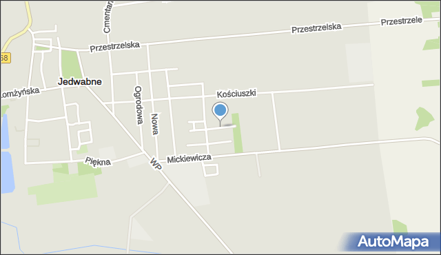 Jedwabne, Raginisa Władysława, mjr., mapa Jedwabne