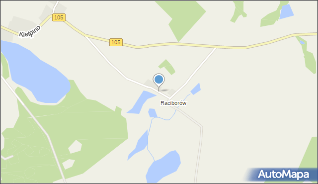 Kiełpino gmina Brojce, Raciborów, mapa Kiełpino gmina Brojce