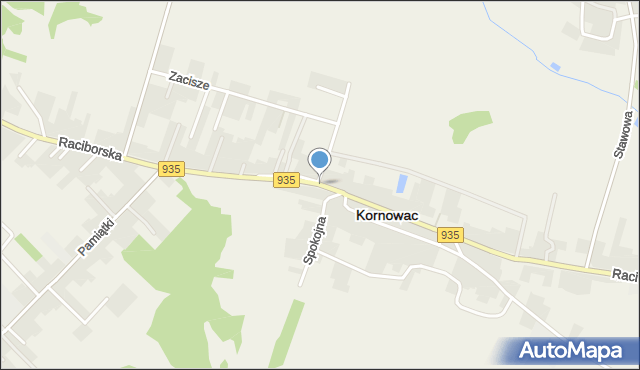 Kornowac, Raciborska, mapa Kornowac
