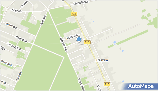 Kraszew gmina Andrespol, Rabatowa, mapa Kraszew gmina Andrespol