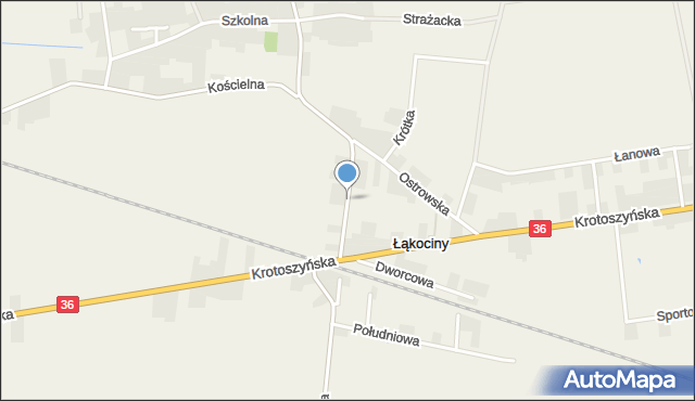 Łąkociny, Raszkowska, mapa Łąkociny