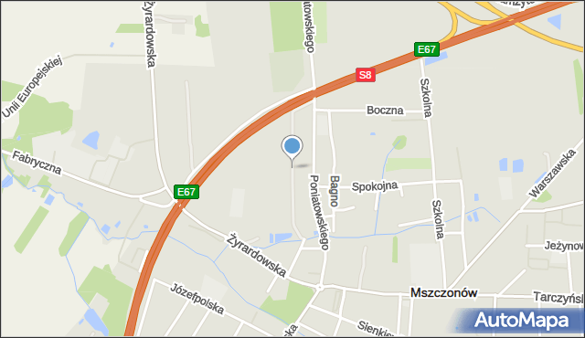 Mszczonów, Racławicka, mapa Mszczonów