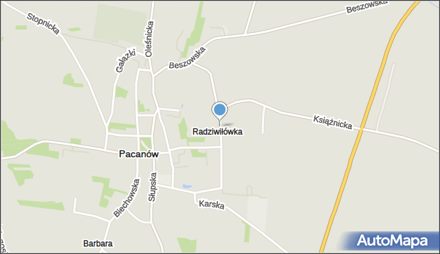 Pacanów powiat buski, Radziwiłłówka, mapa Pacanów powiat buski