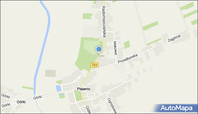 Pławno gmina Gidle, Radomszczańska, mapa Pławno gmina Gidle