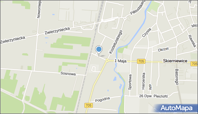 Skierniewice, Racławicka, mapa Skierniewic