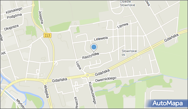 Słupsk, Raszyńska, mapa Słupska