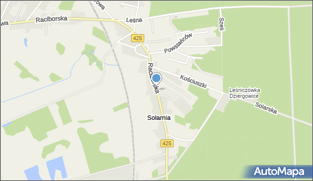 Solarnia gmina Bierawa, Raciborska, mapa Solarnia gmina Bierawa