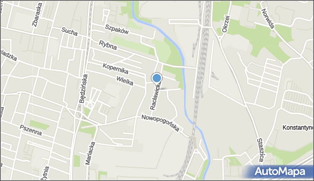 Sosnowiec, Racławicka, mapa Sosnowca