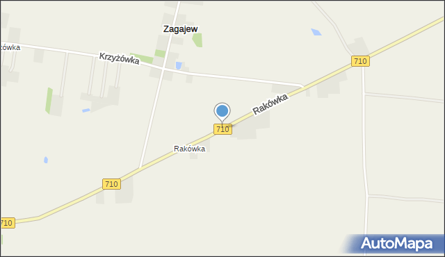 Zagajew, Rakówka, mapa Zagajew