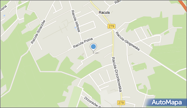 Zielona Góra, Racula-Dzierżkowej Wiktorii, mapa Zielona Góra
