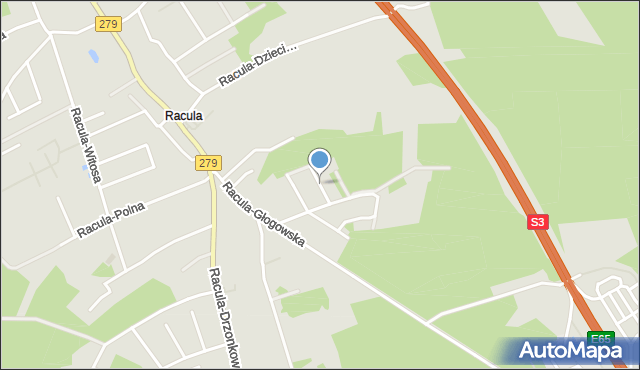 Zielona Góra, Racula-Jabłonowa, mapa Zielona Góra