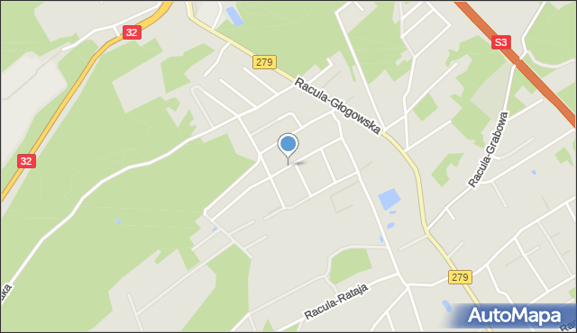 Zielona Góra, Racula-Kosmowskiej Ireny, mapa Zielona Góra