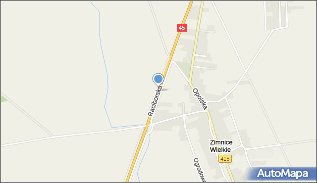 Zimnice Wielkie, Raciborska, mapa Zimnice Wielkie