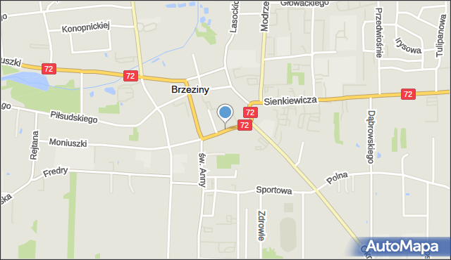 Brzeziny, Reformacka, mapa Brzeziny