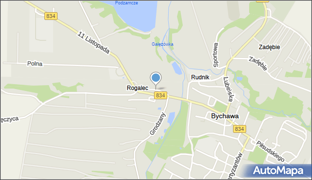 Bychawa, Reja Mikołaja, mapa Bychawa