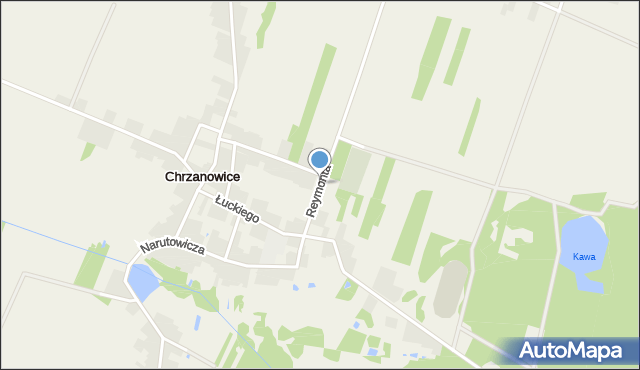 Chrzanowice gmina Gomunice, Reymonta Władysława, mapa Chrzanowice gmina Gomunice